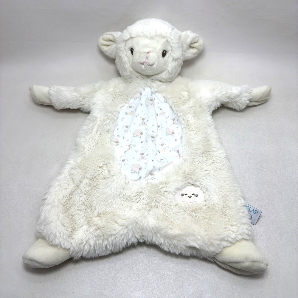 Douglas Baby Lamb Sshlumpie Plush Lovey Flat Sheep Cloud White Soft